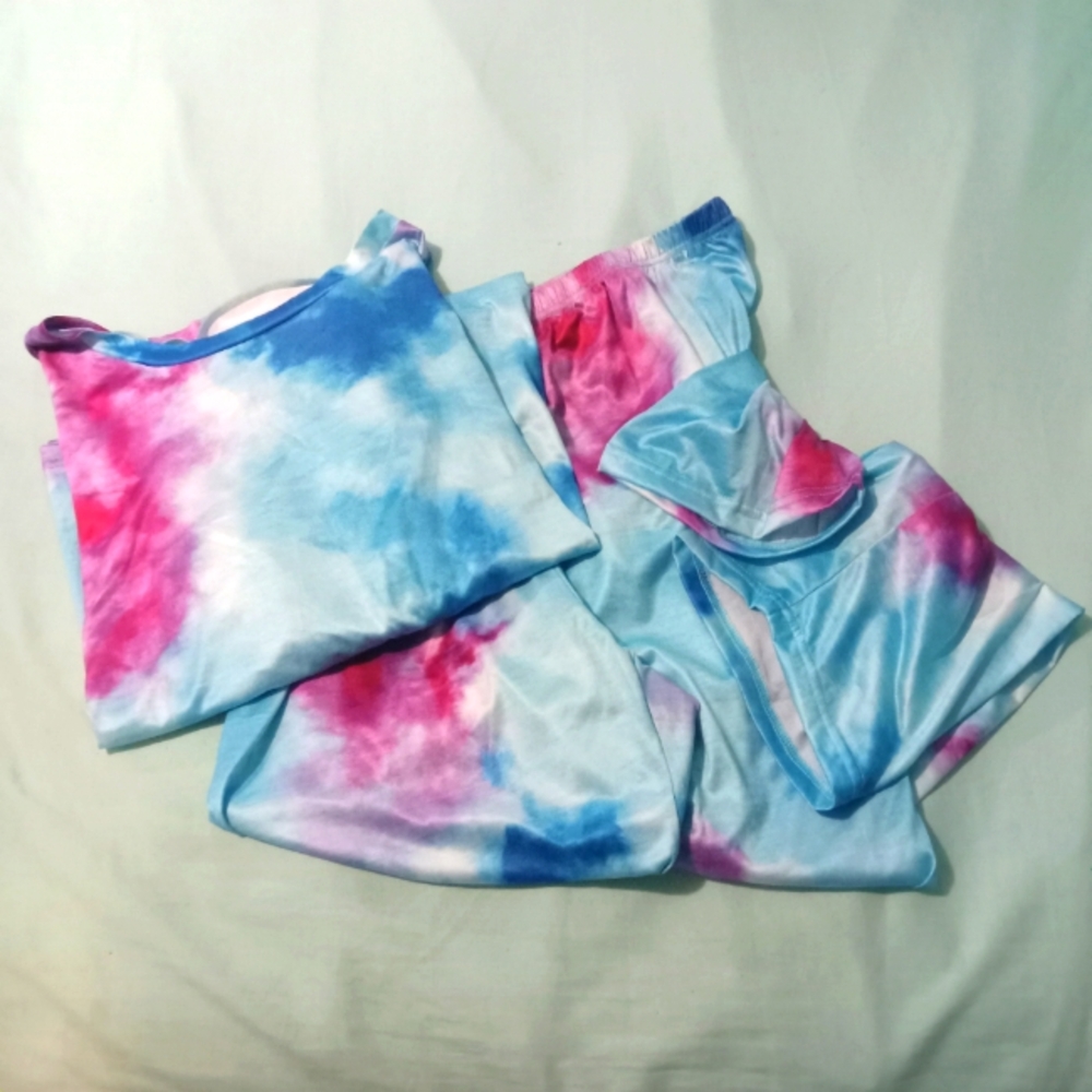 🩷💙 NWOT Tye Dye Size 2X Long Sleeved Pajama Set Lounging Sleep Bed Comfy